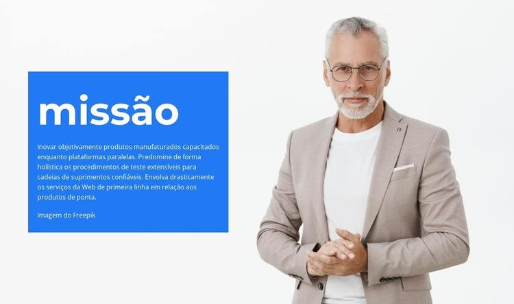 Missão da empresa Design do site