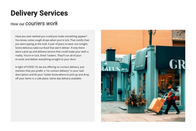 Delivery services courier work Homepage Design