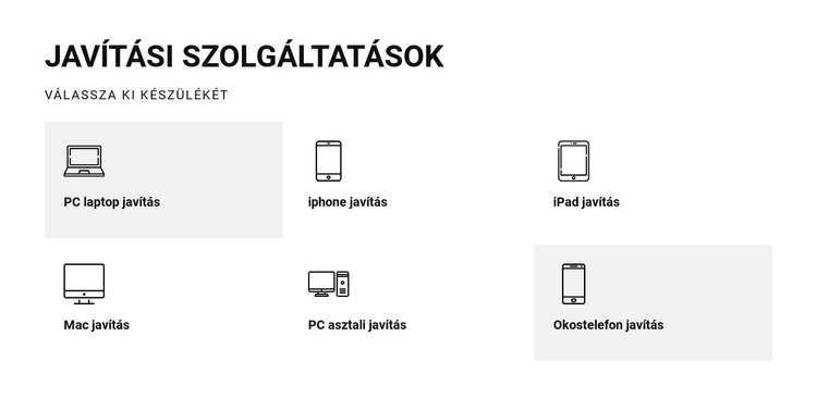 Javítási szolgáltatások Weboldal tervezés