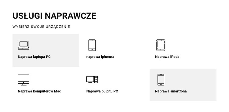 Usługi naprawcze Makieta strony internetowej