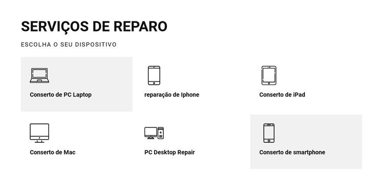 Serviços de conserto Design do site