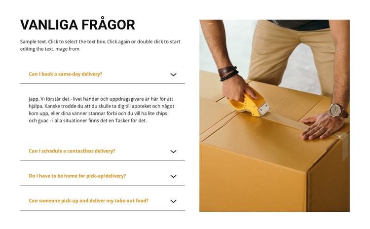 Populära leveransfrågor HTML-mall