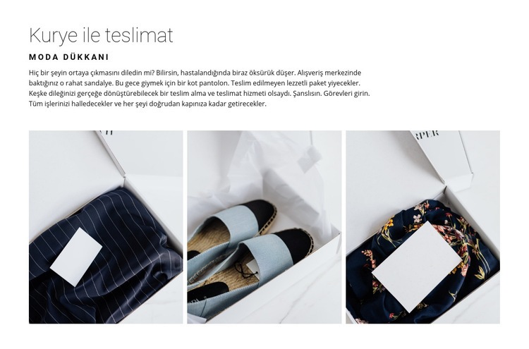 Bir moda mağazasından teslimat Web sitesi tasarımı