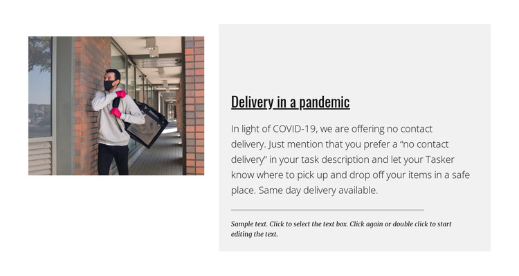 Delivery in a pandemic Web Design