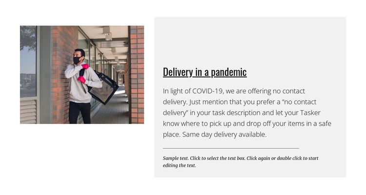 Delivery in a pandemic Web Page Design