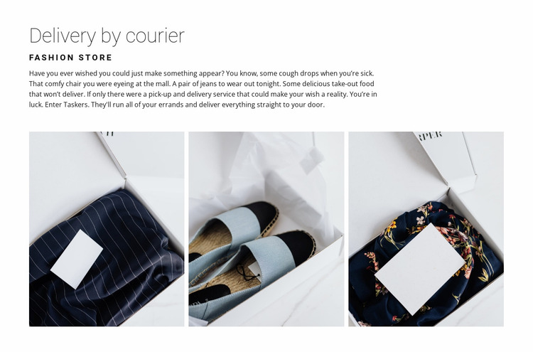 Delivery from a fashion store Website Mockup