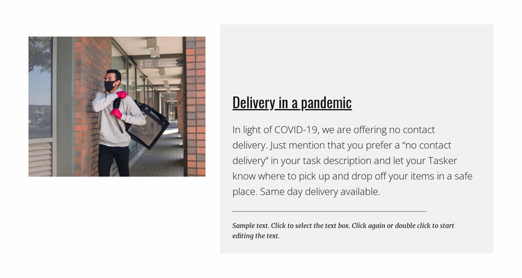 Delivery in a pandemic Website Mockup