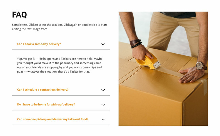 Popular delivery questions Website Mockup