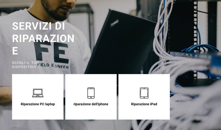 Riparazione di qualsiasi attrezzatura Costruttore di siti web HTML