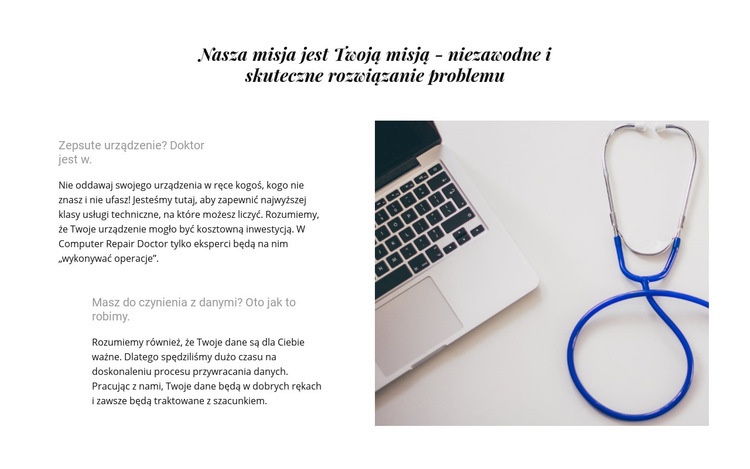 Wsparcie techniczne dla Twojego komputera Projekt strony internetowej