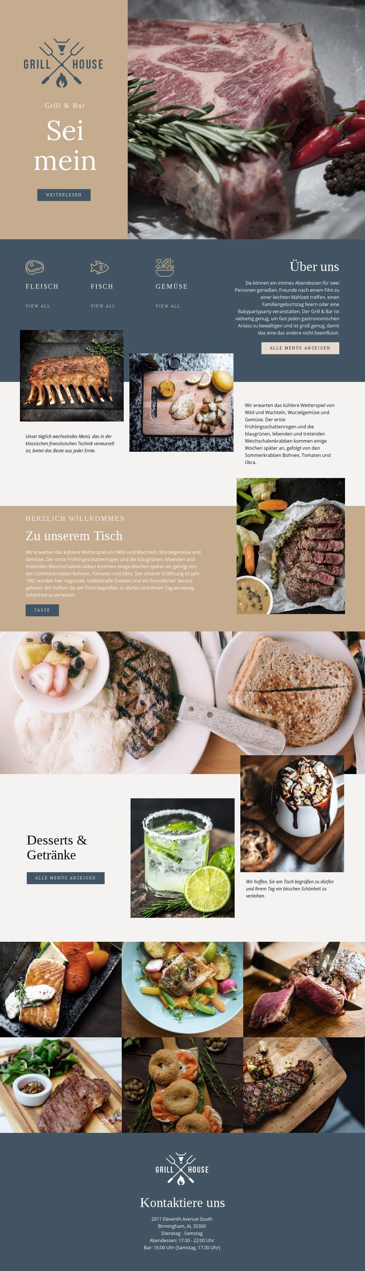 Feinstes Grillhaus Restaurant Website-Modell