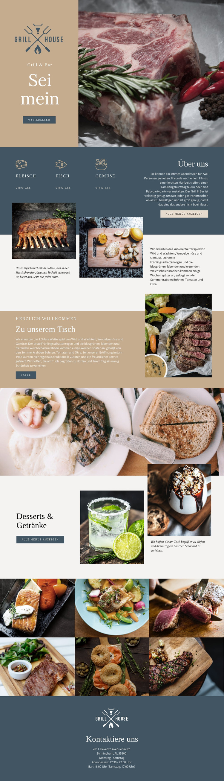 Feinstes Grillhaus Restaurant Website-Vorlage