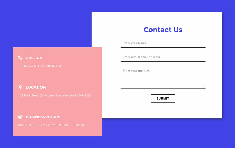 Contact form with overlapping element WordPress Website Builder