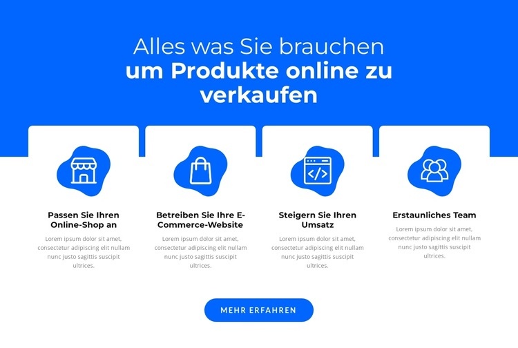 Produkte online verkaufen Eine Seitenvorlage