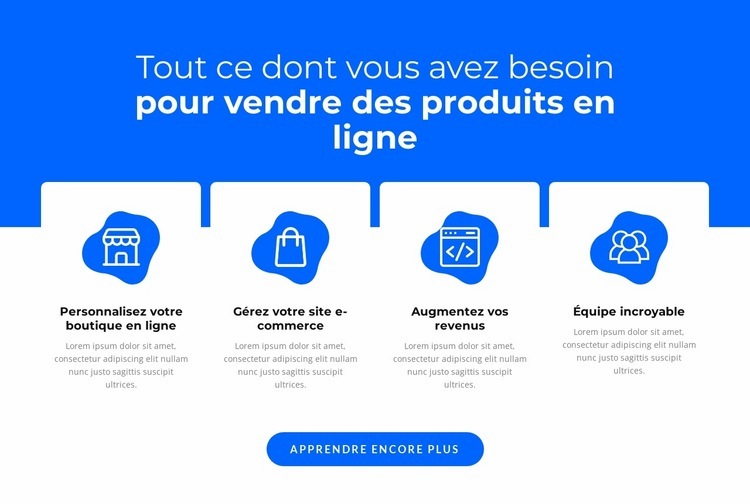 Vendre des produits en ligne Conception de site Web