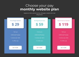 Choose Your Pay Montly Plan Store Template