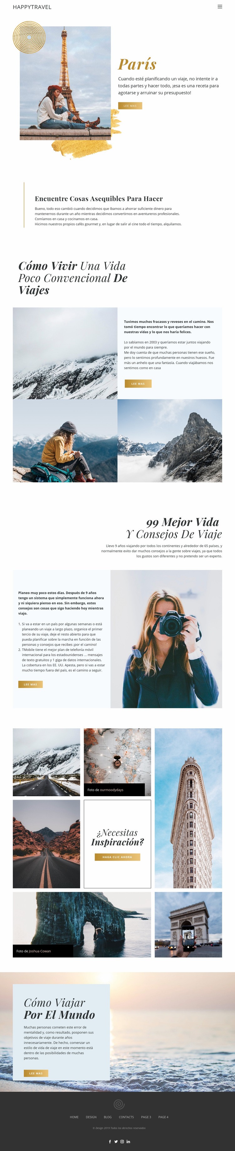 Viajar en vivo Diseño de páginas web