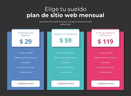 Elige Tu Plan De Pago Mensual: Plantilla De Sitio Web Sencilla