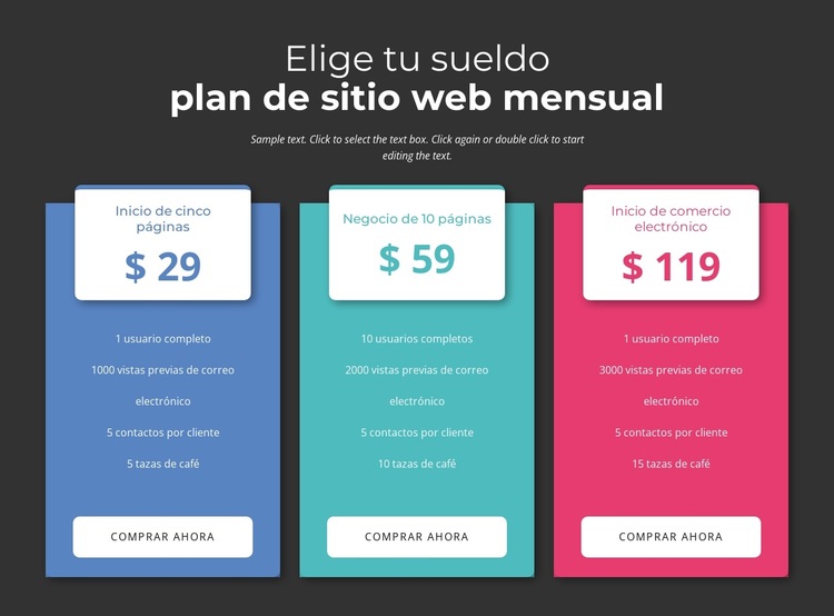 Elige tu plan de pago mensual Tema de WordPress
