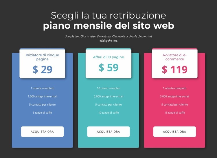 Scegli il tuo piano mensile di pagamento Pagina di destinazione