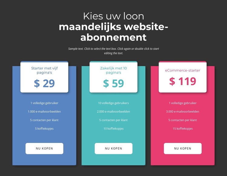 Kies je maandabonnement CSS-sjabloon