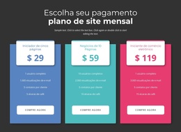 Site WordPress Para Escolha Seu Plano De Pagamento Mensal