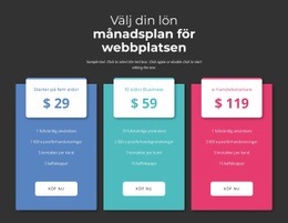 Välj Din Månatliga Löneplan - Vacker Webbdesign