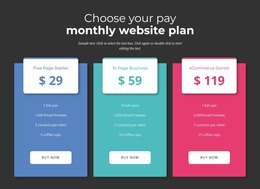 Choose Your Pay Montly Plan Comparison Table