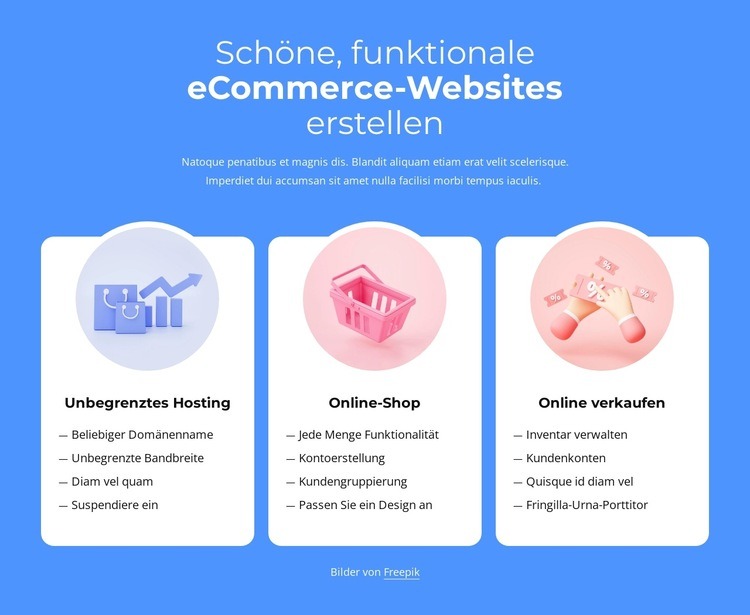Erstellen von E-Commerce-Websites Eine Seitenvorlage