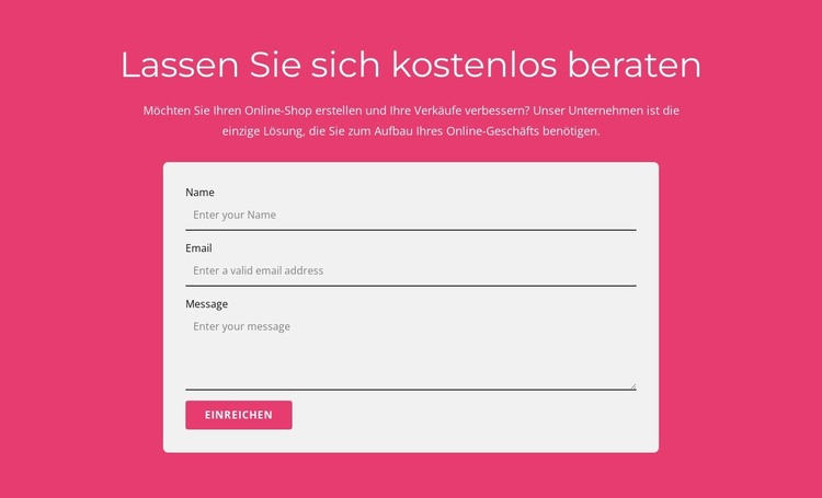 Holen Sie sich unsere kostenlose Beratung HTML-Vorlage