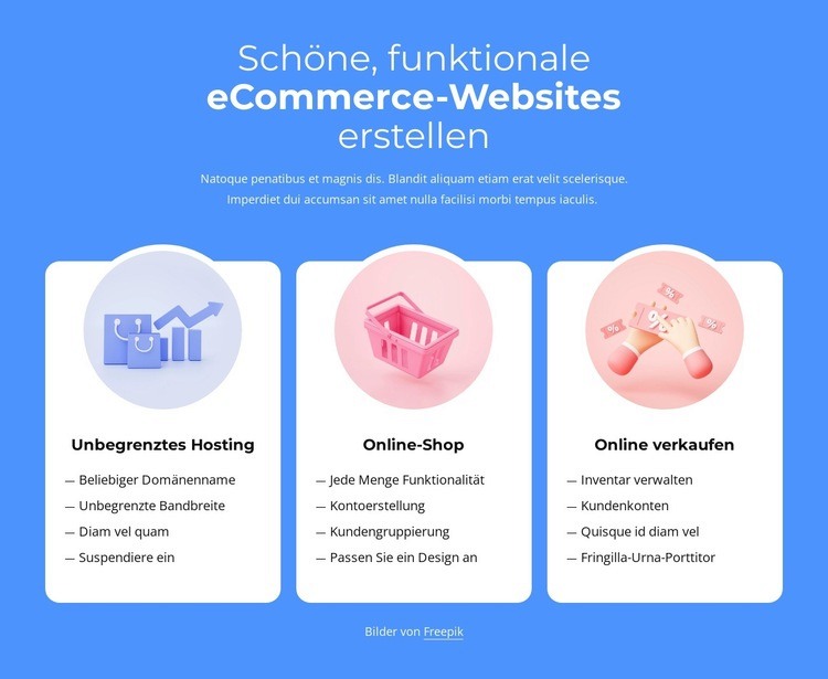 Erstellen von E-Commerce-Websites Website Builder-Vorlagen