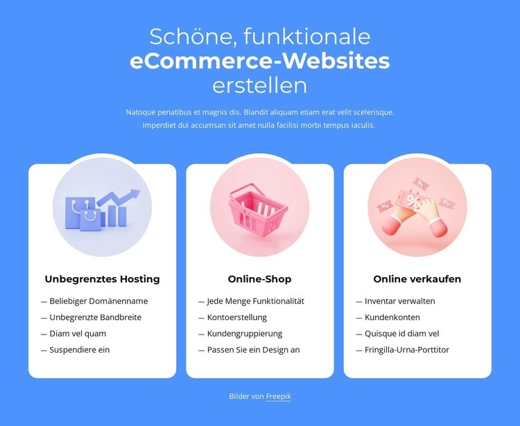 Erstellen von E-Commerce-Websites Website-Modell