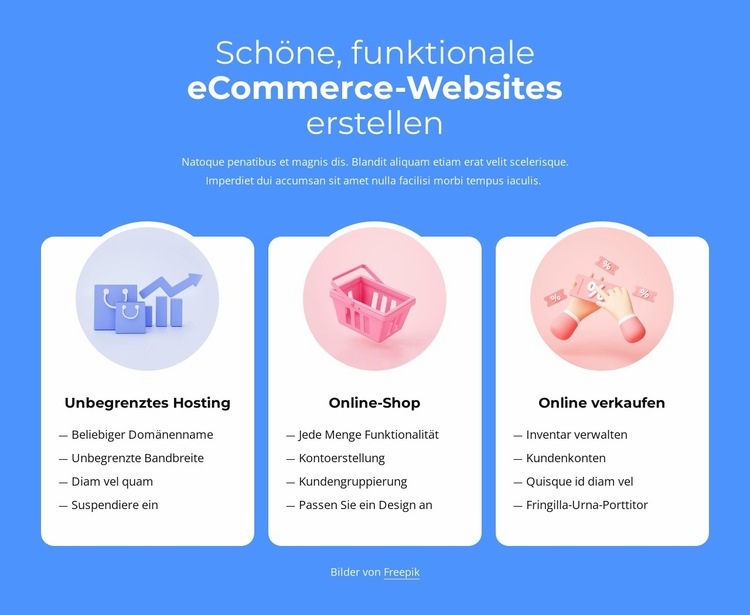Erstellen von E-Commerce-Websites Landing Page