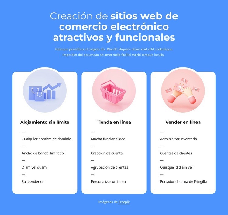 Creación de sitios web de comercio electrónico Plantillas de creación de sitios web