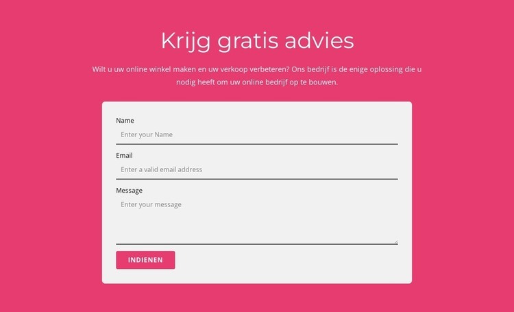 Vraag ons gratis advies aan Website Builder-sjablonen