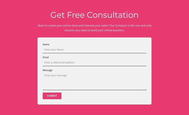 Get our free consultation One Page Template