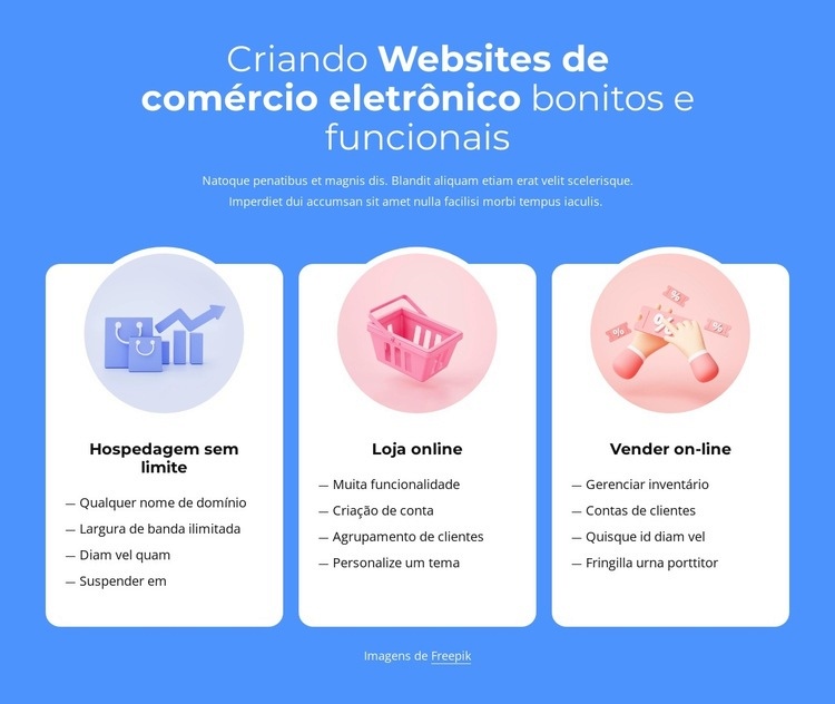 Criação de sites de comércio eletrônico Construtor de sites HTML