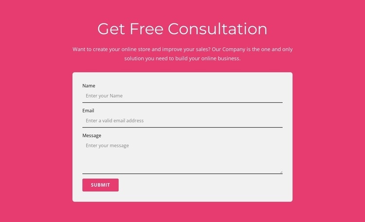 Få vår kostnadsfria konsultation Html webbplatsbyggare