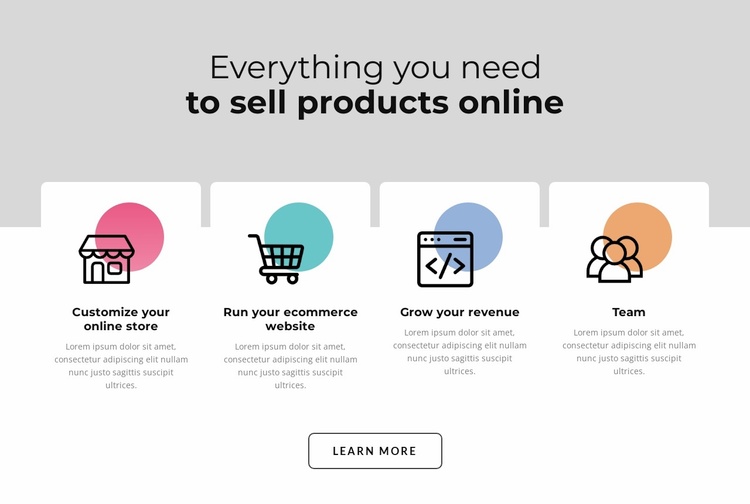 Icons with colored shapes eCommerce Template