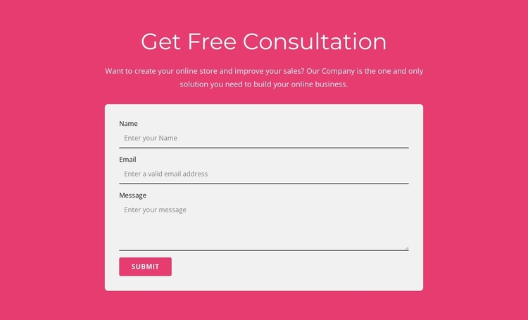 Get our free consultation eCommerce Template
