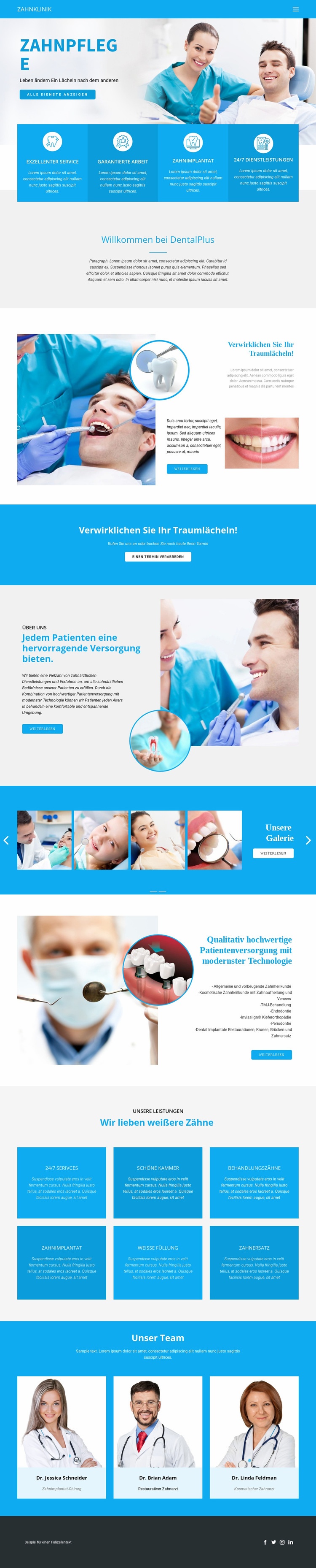 Zahnpflege und Medizin Website Builder-Vorlagen