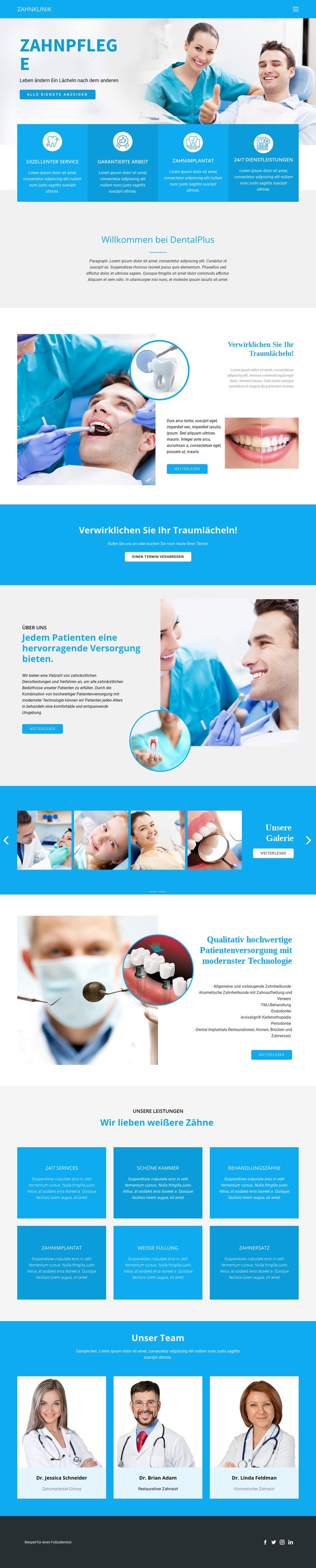 Zahnpflege und Medizin Website design
