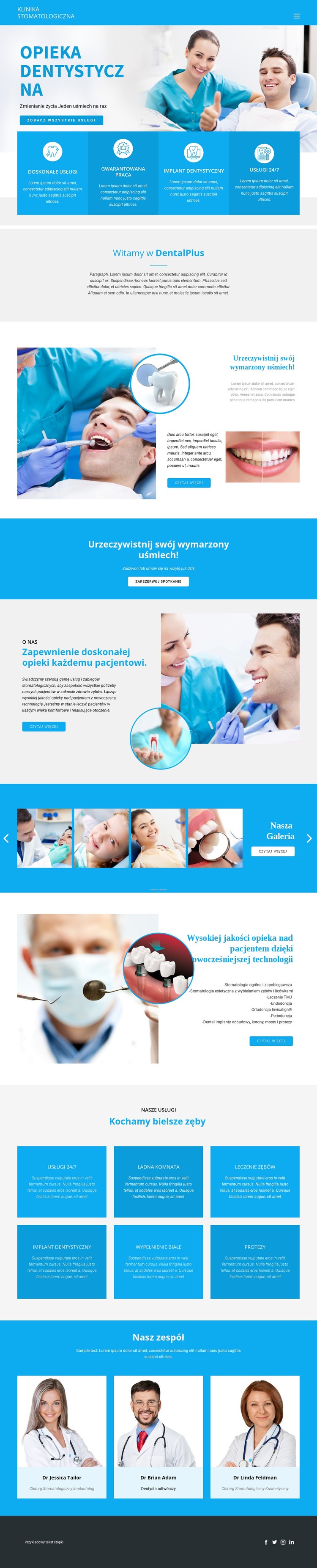 Opieka stomatologiczna i medycyna Szablony do tworzenia witryn internetowych