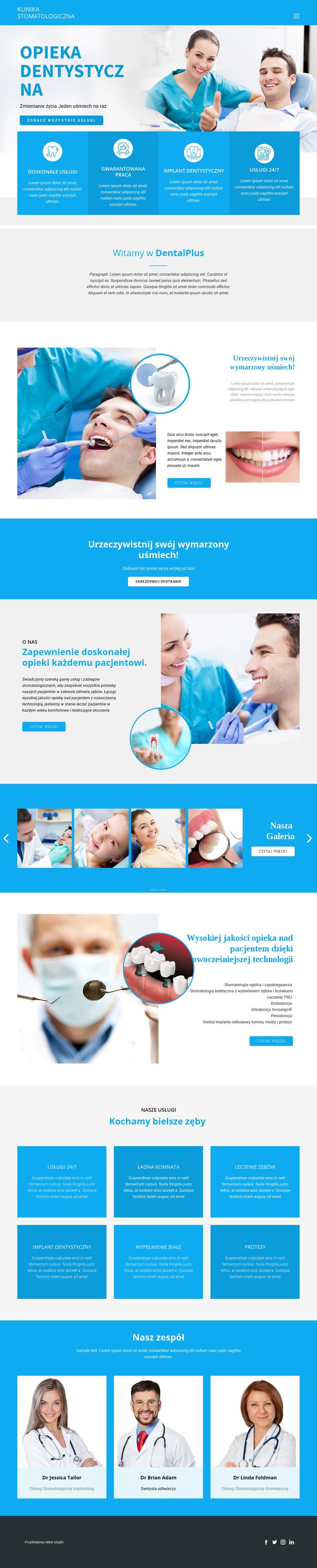 Opieka stomatologiczna i medycyna Makieta strony internetowej
