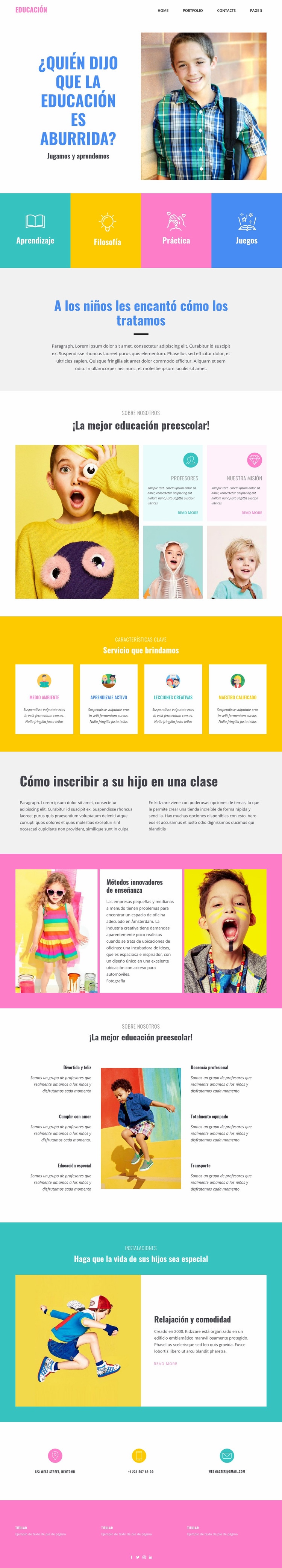 Diversión de aprender en la escuela Creador de sitios web HTML