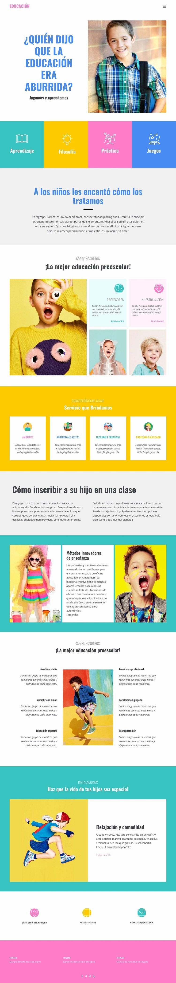 Diversión de aprender en la escuela Plantillas de creación de sitios web