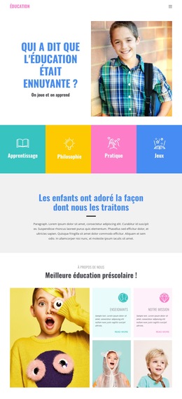 Plaisir D'Apprendre À L'École - Modèle De Site Web Professionnel Premium