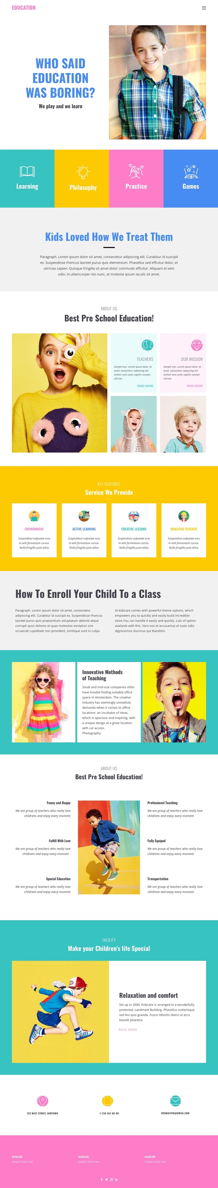 Fun of learning in school One Page Template