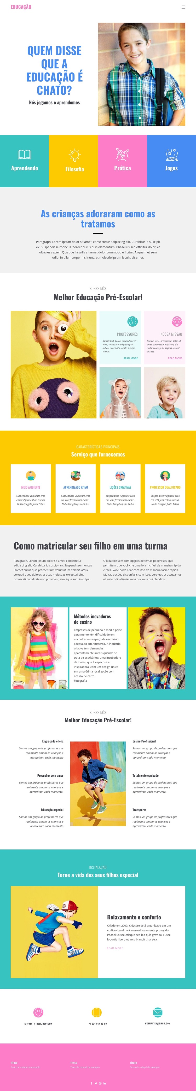 Diversão de aprender na escola Modelo de site