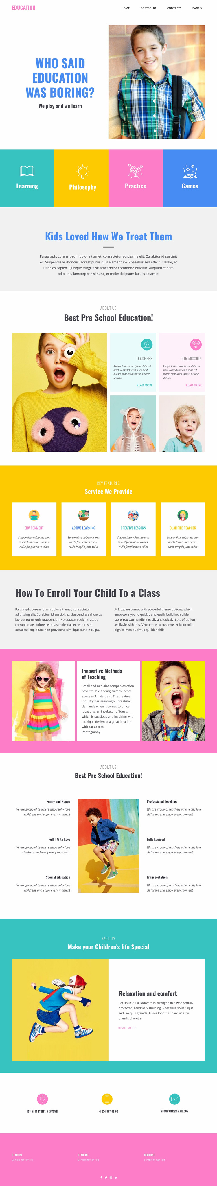 Fun of learning in school Web Page Design